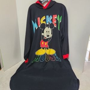Vintage Mickey & Co Mickey Mouse Hooded Pajama Long Nightgown Sweatshirt 1X